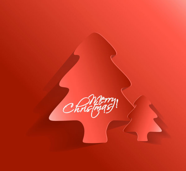 Paper cut Christmas tree design vector 21