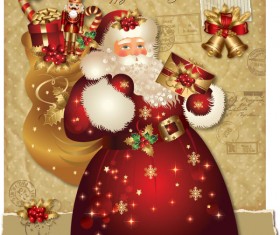 ornate greeting card of Santa Claus vector graphics 01
