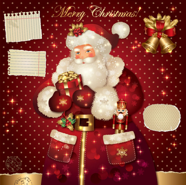 ornate greeting card of Santa Claus vector graphics 02