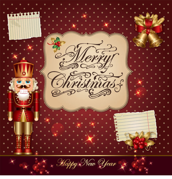 ornate greeting card of Santa Claus vector graphics 03