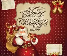 ornate greeting card of Santa Claus vector graphics 05
