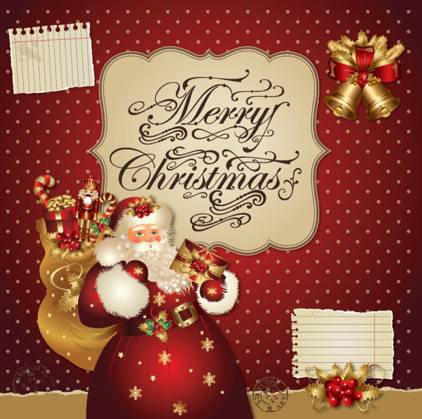 ornate greeting card of Santa Claus vector graphics 05