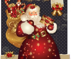 ornate greeting card of Santa Claus vector graphics 06