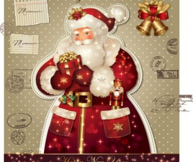 ornate greeting card of Santa Claus vector graphics 07