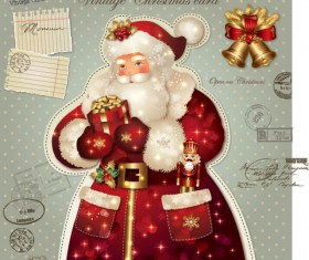 ornate greeting card of Santa Claus vector graphics 10