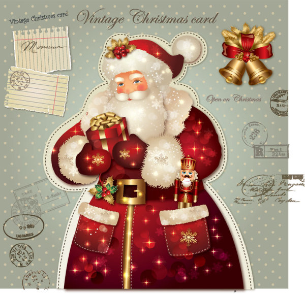 ornate greeting card of Santa Claus vector graphics 10