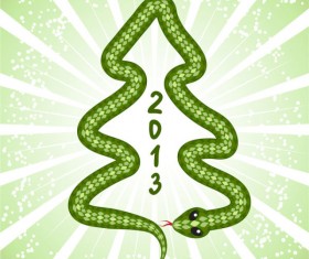 Shiny green 2013 Snake Year design elements 01