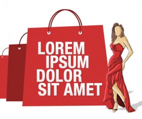 Stylish Girl with Shopping bags elements vector 02