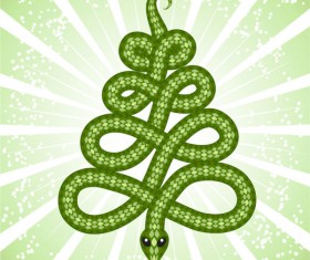 Shiny green 2013 Snake Year design elements 02