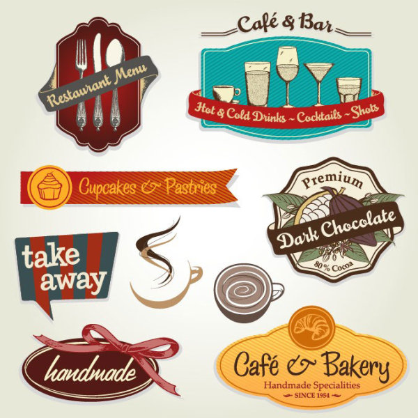 Menu restaurant corporate identity and labels vector 02