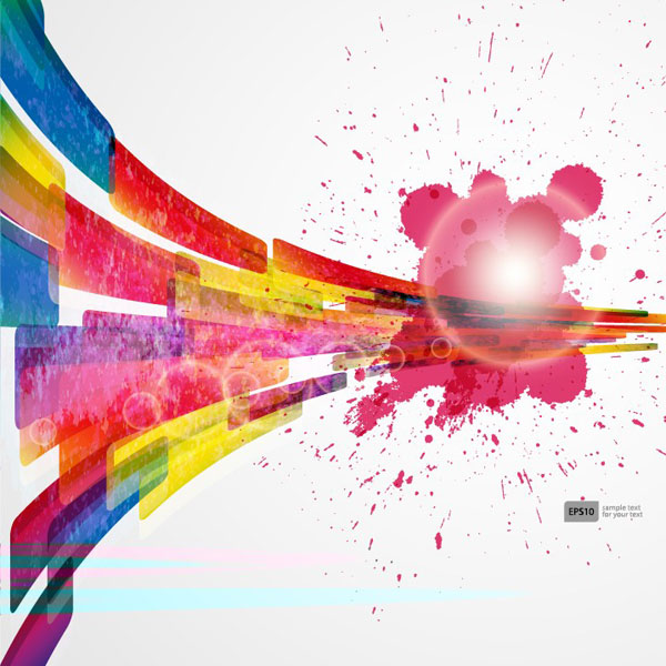 Colorful Object splash backgrounds vector 03