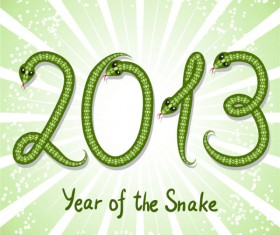 Shiny green 2013 Snake Year design elements 03