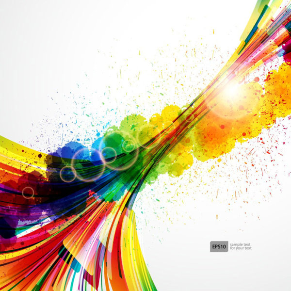  Colorful Object splash backgrounds vector 04