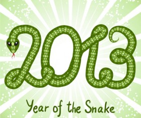 Shiny green 2013 Snake Year design elements 04