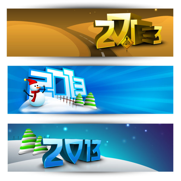 2013 Happy New Year theme banner vector 01