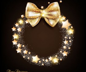 Ornate Christmas cards with Bow vector material 01