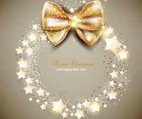 Ornate Christmas cards with Bow vector material 02