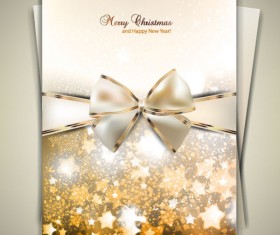 Ornate Christmas cards with Bow vector material 04