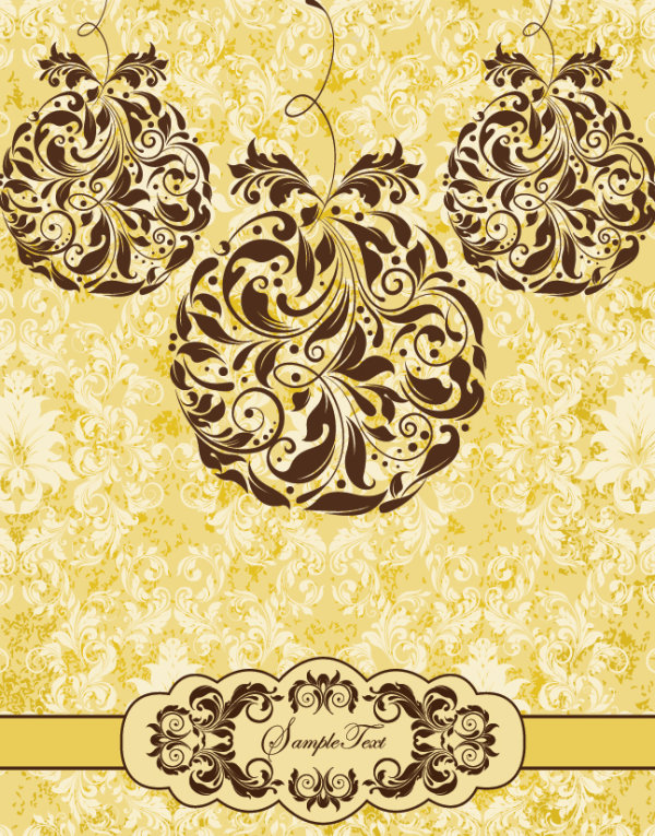 Set of floral Christmas card vector 01