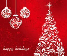 Set of floral Christmas card vector 02