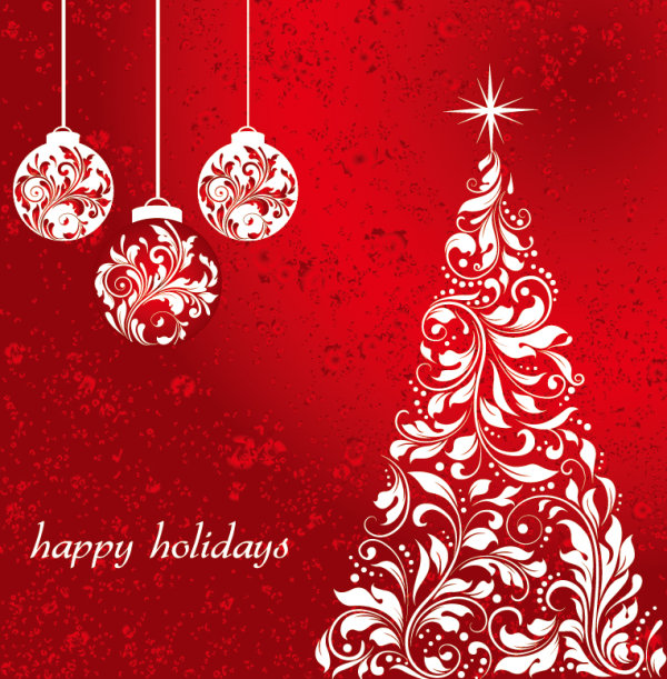 Set of floral Christmas card vector 02