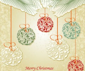 Set of floral Christmas card vector 03