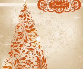 Set of floral Christmas card vector 04