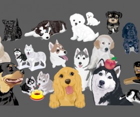 Various cute dog element vector 02