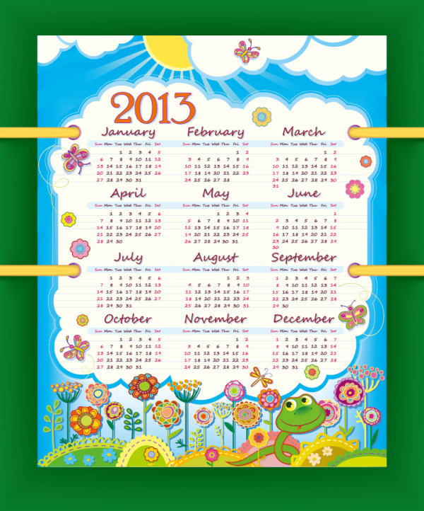Special of 2013 calendar vector graphics 02