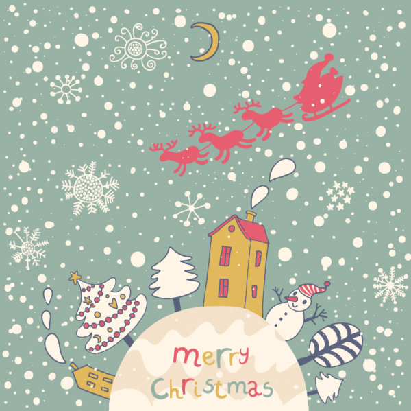 Cute Santa Claus cards design vector 01