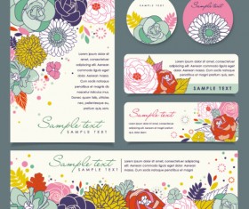 Set of Corporate Identity kit cover with flower vector 01