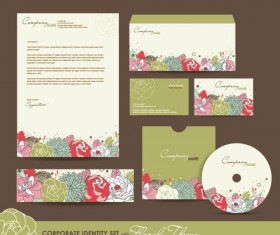 Set of Corporate Identity kit cover with flower vector 05
