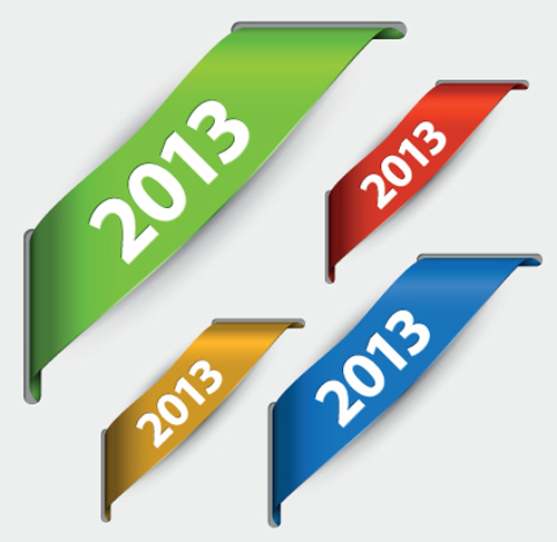 2013 Corner ribbons design elements vector