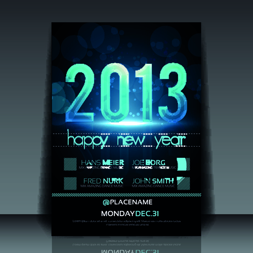 2013 Happy New Year Flyer cover vector set 01