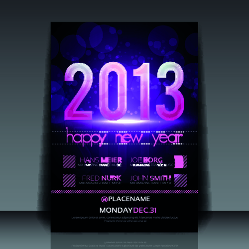 2013 Happy New Year Flyer cover vector set 03