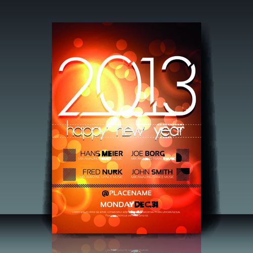 2013 Happy New Year Flyer cover vector set 04