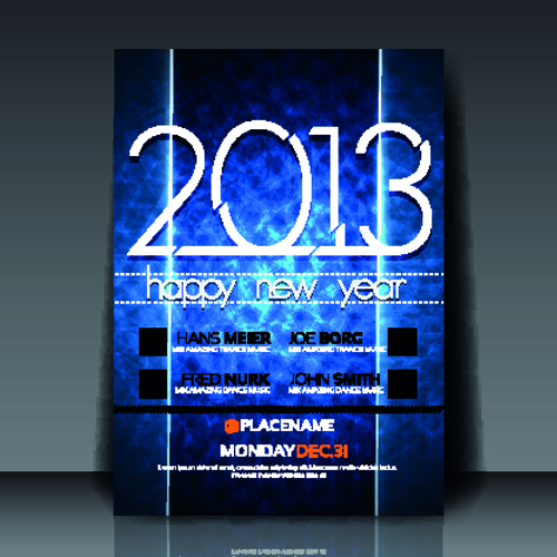 2013 Happy New Year Flyer cover vector set 05