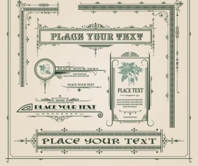 Vintage Ornaments and frames design vector material 02