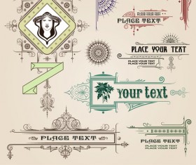 Vintage Ornaments and frames design vector material 03