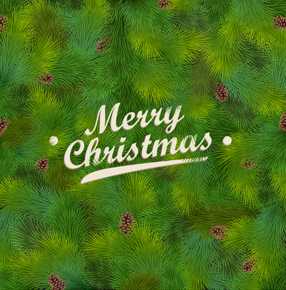 Green Pine needles Christmas cards backgrounds vector 03