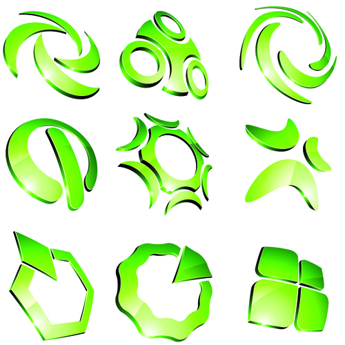 Green 3D logo design vector 03