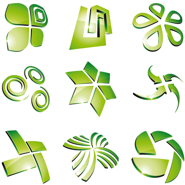 Green 3D logo design vector 05
