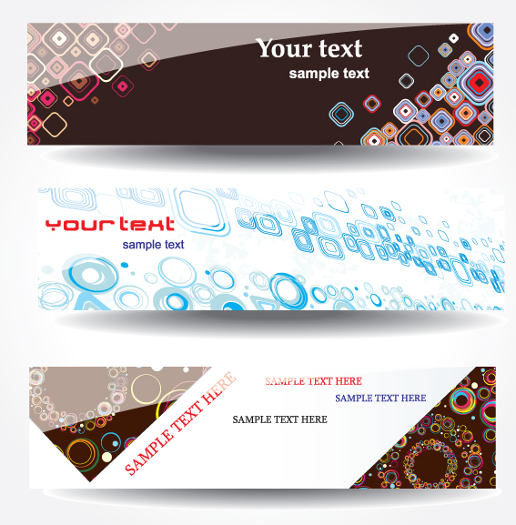 Set of Different Abstract Banners design vector 01