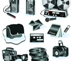 Set of Different B&W icons vector 02