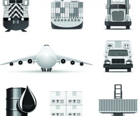 Set of Different B&W icons vector 03