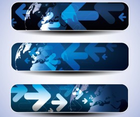 Blue concept banner vector graphic set 01