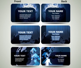 Blue Futuristic business card design vector 01