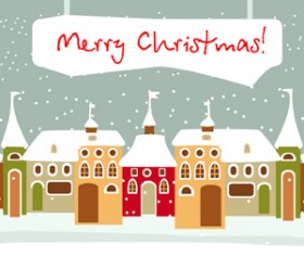 Cartoon Christmas house and snow vector 02