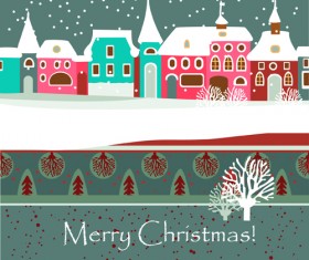 Cartoon Christmas house and snow vector 03