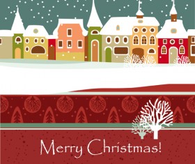 Cartoon Christmas house and snow vector 04